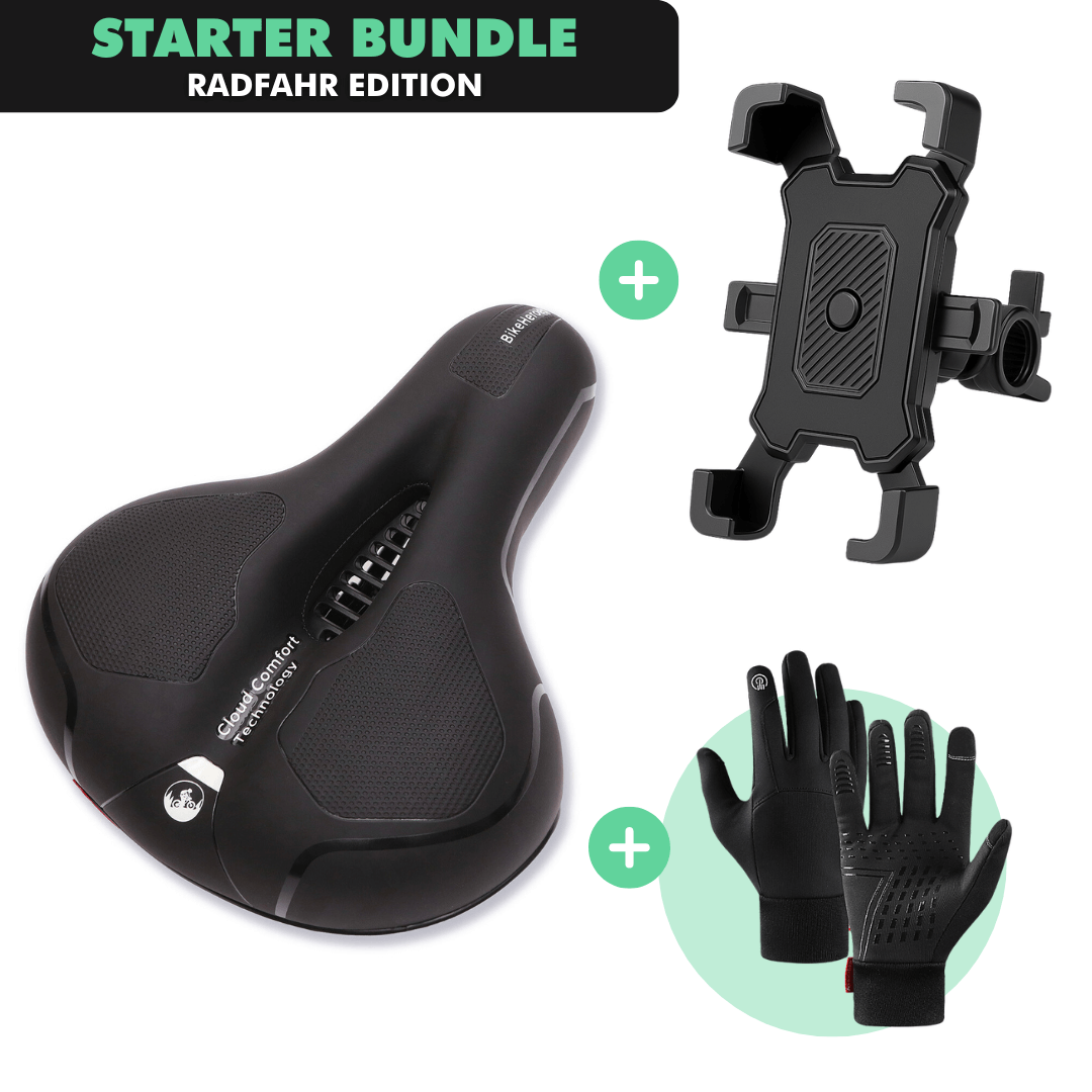 Radfahr-Starter-Bundle: CloudComfort Max + ThermoPro Handschuhe + SmartGrip Handyhalterung