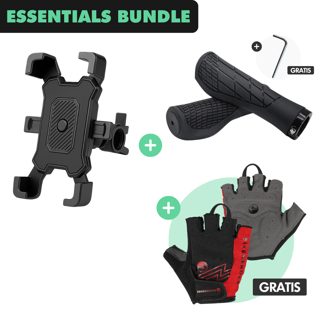 Essentials Bundle: Fahrradgriffe + Handyhalterung + GRATIS Radhandschuhe