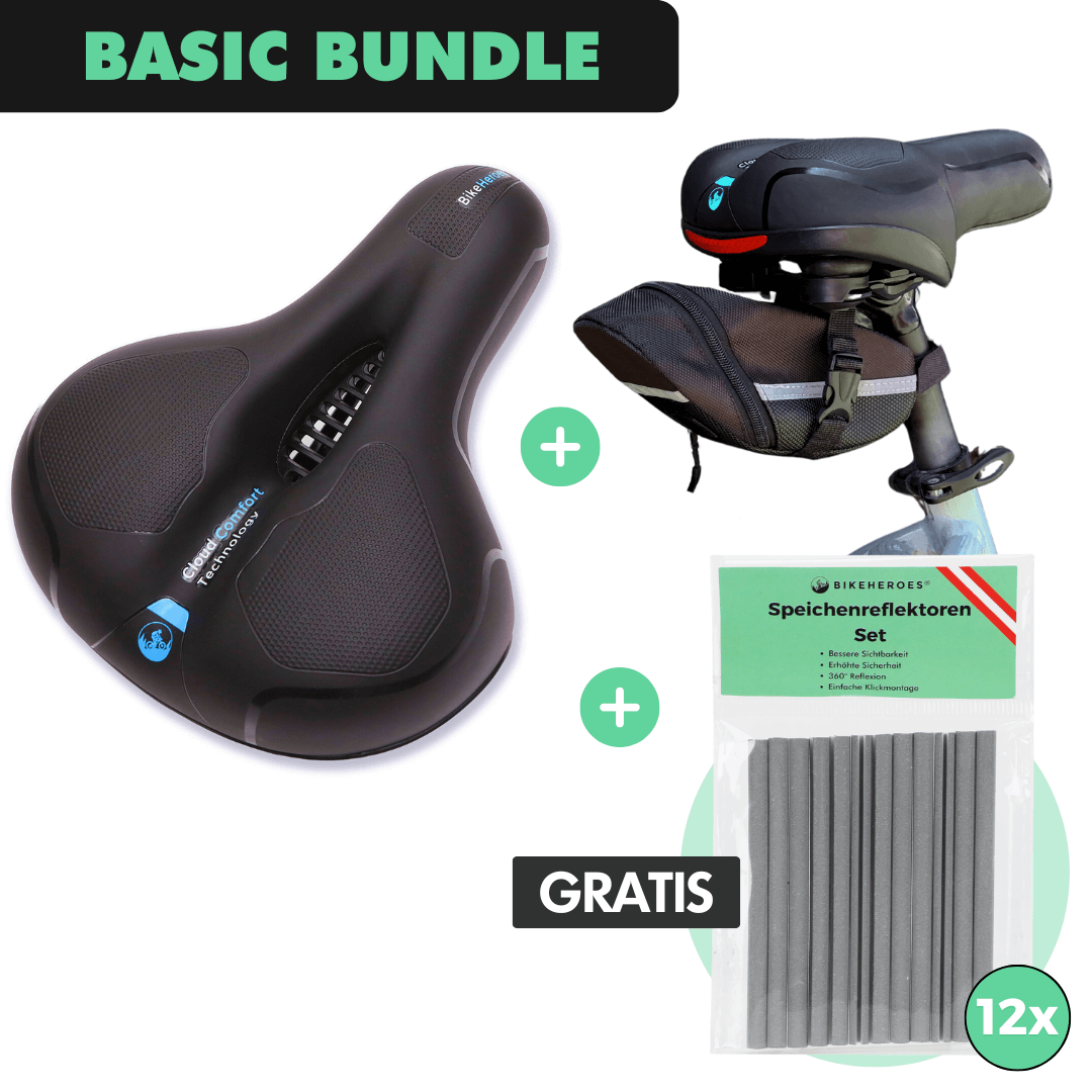 Basic Bundle: CloudComfort Max + Satteltasche + GRATIS Speichenreflektoren