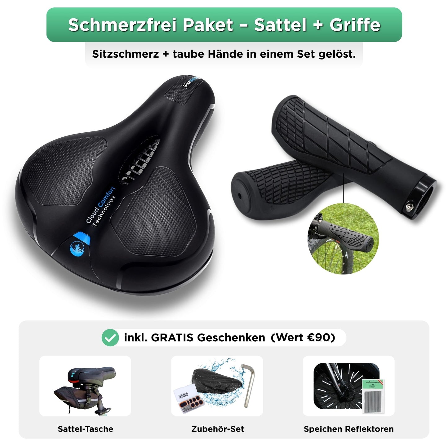 Schmerzfrei Paket – Sattel + Griffe