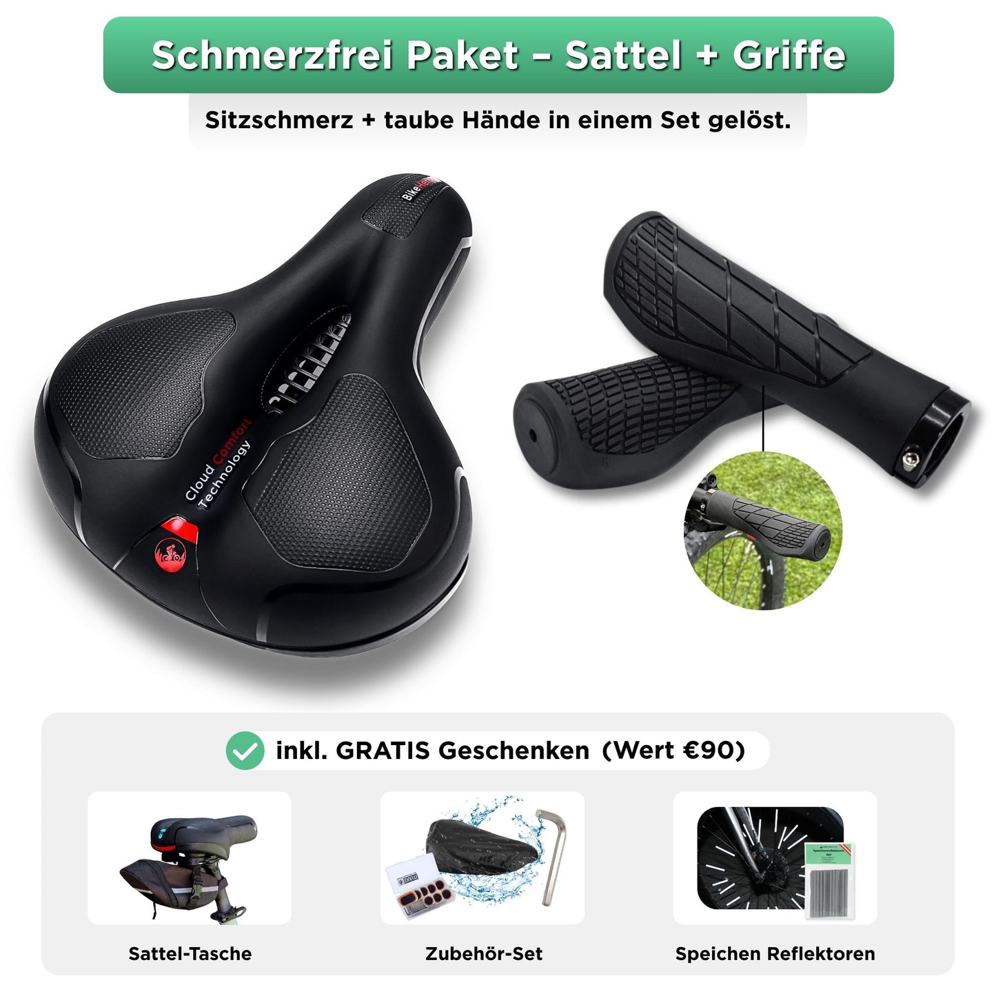 Schmerzfrei Paket – Sattel + Griffe